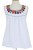 White with Colorful Embroidery Cotton Sleeveless Blouse 'Daisy Daydream'