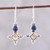 Sterling Silver Citrine and Lapis Lazuli Dangle Earrings 'Shimmering Star'