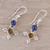 Sterling Silver Citrine and Lapis Lazuli Dangle Earrings 'Shimmering Star'