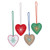 Set of 4 Assorted Color Wool Felt Heart Ornaments 'Folk Art Hearts'