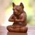 Yoga Meditation Brown Boston Terrier Handmade Wood Statuette 'Yoga Boston Terrier in Brown'