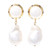 Gold Plated Cultured Pearl and Amethyst Dangle Earrings 'Pure Ocean'