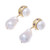 Gold Plated Cultured Pearl and Amethyst Dangle Earrings 'Pure Ocean'