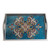 Floral Reverse-Painted Glass Tray in Blue from Peru 'Enchanting Flowers in Blue'