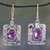 Amethyst Earrings from India Sterling Silver Jewelry 'Hypnotic Intuition'