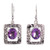 Amethyst Earrings from India Sterling Silver Jewelry 'Hypnotic Intuition'