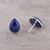 Teardrop Lapis Lazuli Button Earrings from India 'Mystic Tears'