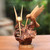 Hand Carved Jempinis Wood Hummingbird Sculpture from Bali 'Hummingbird Couple'