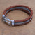 Men's Sterling Silver and Brown Leather Bracelet from Bali 'Three Snakes in Brown'