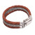 Men's Sterling Silver and Brown Leather Bracelet from Bali 'Three Snakes in Brown'