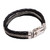 Men's Sterling Silver and Black Leather Bracelet from Bali 'Three Snakes in Black'