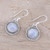 Round Rainbow Moonstone Dangle Earrings from India 'Moonlight Dots'
