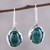 Oval Malachite Dangle Earrings from India 'Elegant Flair'