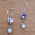 Amethyst and Cultured Pearl Dangle Earrings from Bali 'Fruit of Light'