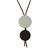 Black and White Art Glass and Leather Pendant Necklace 'Circular Modernity'