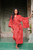 Women's Long Red Cotton Batik Wrap and Tie Robe 'Red Floral Kimono'