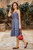 Floral Printed Cotton Sundress in Cerulean from India 'Garden Bliss'