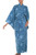Artisan Crafted Long Batik Cotton Robe for Women 'Blue Forest'