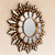 Handmade Bronze Gilded Cedar Wood Wall Mirror from Peru 'Shiny Sun'