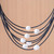 Cultured Pearl Pendant Necklace on Black Cord from Thailand 'Luminous Pebbles in Black'