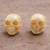 Hand-Carved Skull Bone Stud Earrings from Bali 'Faces of Trunyan'