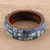 Blue Bone and Mango Wood Bangle Bracelets Set of 3 'Blue Saga'