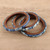 Blue Bone and Mango Wood Bangle Bracelets Set of 3 'Blue Saga'