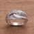 Patterned Sterling Silver Band Ring from Bali 'Elegant Link'