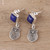 Lapis Lazuli Owl Dangle Earrings from India 'Royal Owls'