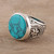 Men's Sterling Silver and Circular Recon. Turquoise Ring 'Circular Vein'