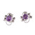 Rhodium Plated Amethyst Stud Earrings from India 'Glittering Purple Charm'