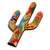Floral Cactus Talavera-Style Ceramic Wall Sculpture 'Desert Saguaro'