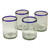 Handblown Recycled Glass Drinkware Set of 4 'Blues'