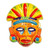 Talavera-Style Ceramic Aztec Mask Crafted in Mexico 'Chicha Penacho'