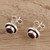 Circular Faceted Garnet Stud Earrings from India 'Framed Sparkle'