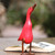 Acacia Wood and Bamboo Root Duck Sculpture in Red from Bali 'Barefoot Duck'