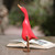 Acacia Wood and Bamboo Root Duck Sculpture in Red from Bali 'Barefoot Duck'