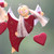 Heart-Themed Wood Angel Ornaments in Red Set of 5 'Angels Giving Love'