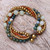 Multi-Gemstone Beaded Torsade Bracelet with Bells 'Thai Vibrance'