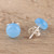 Round Blue Chalcedony Stud Earrings from India 'Gemstone Orbs'