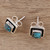 Square Sterling Silver and Composite Turquoise Stud Earrings 'Mystic Frame'