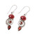 Garnet and Sterling Silver Spiral Dangle Earrings 'Fiery Labyrinth'