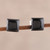 Square Black Onyx Stud Earrings from India 'Contemporary Corners'