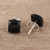 Square Black Onyx Stud Earrings from India 'Contemporary Corners'