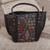 Geometric Pattern Cotton Accent Leather Shoulder Bag 'Otomi Geometry'