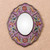 Purple Floral Reverse-Painted Glass Wall Mirror from Peru 'Purple Colonial Wreath'