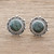 Dark Green Jade Button Earrings from Guatemala 'Antigua Sun'