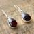Natural Teardrop Garnet Dangle Earrings from India 'Red Glimmer'
