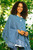 Short Knit Cotton Poncho in Cerulean from Thailand 'Charming Knit in Cerulean'