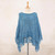 Short Knit Cotton Poncho in Cerulean from Thailand 'Charming Knit in Cerulean'